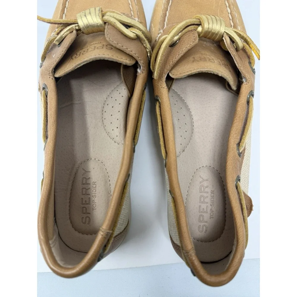 Sperry Top Sider Women Brown Tan‎ Leather Boat Shoes Size 6M STS97211